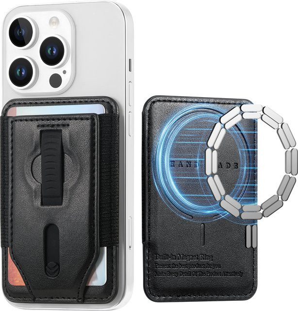 HAIyu MagSafe Magnetische Kartenhalter Brieftasche mit Handgelenk-Strap für iPhone und Samsung in Schwarz - Bild 1