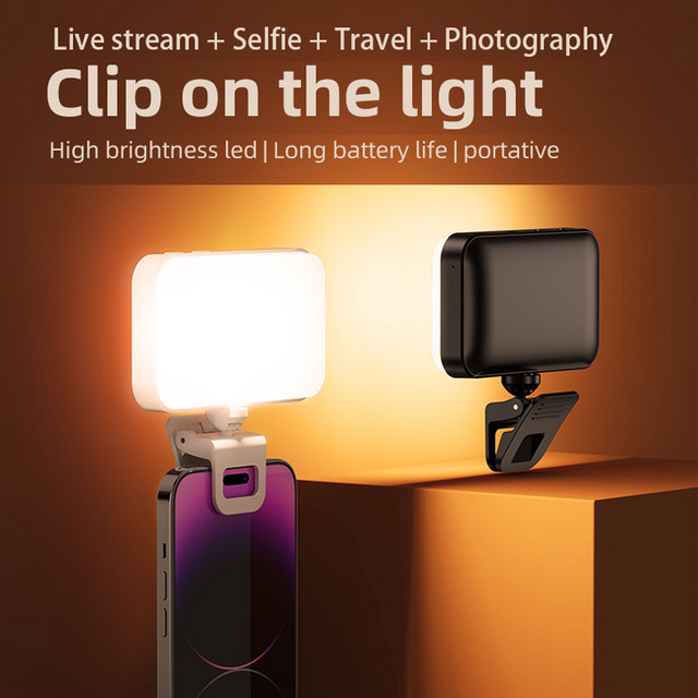 LED Selfie Ringlicht Clip-Lampe für iPhone, iPad, Handy und Laptop zur Fotografie und Videografie - Bild 1