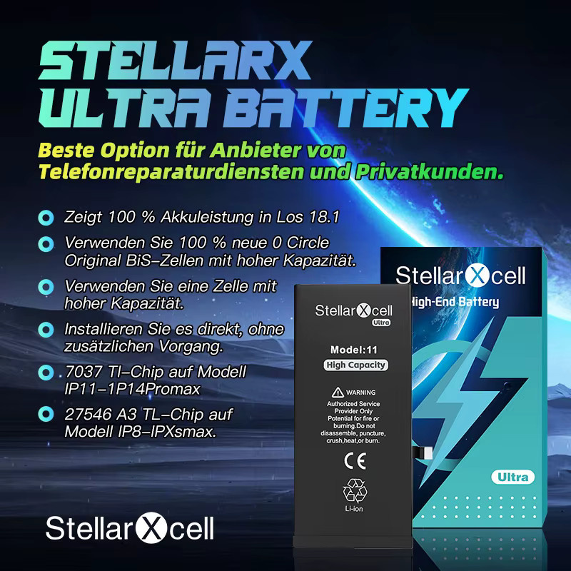 StellarXcell Ultra Akku für iPhone 11, 11 Pro und 11 Pro Max in Schwarz mit hoher Kapazität - Bild 2