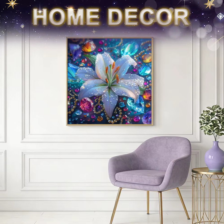 HUACAN 5D Diamantmalerei Lilien-Blumen DIY Set mit quadratischen Steinen in Multicolour zur Wanddekoration - Bild 3