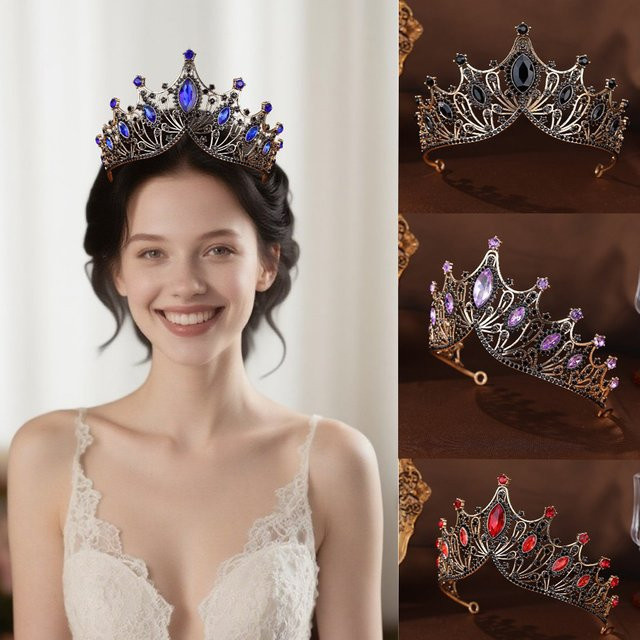 FirstStar Tiara, Kristall, grün-blau, Damen, Vintage, Hochzeit - Bild 1