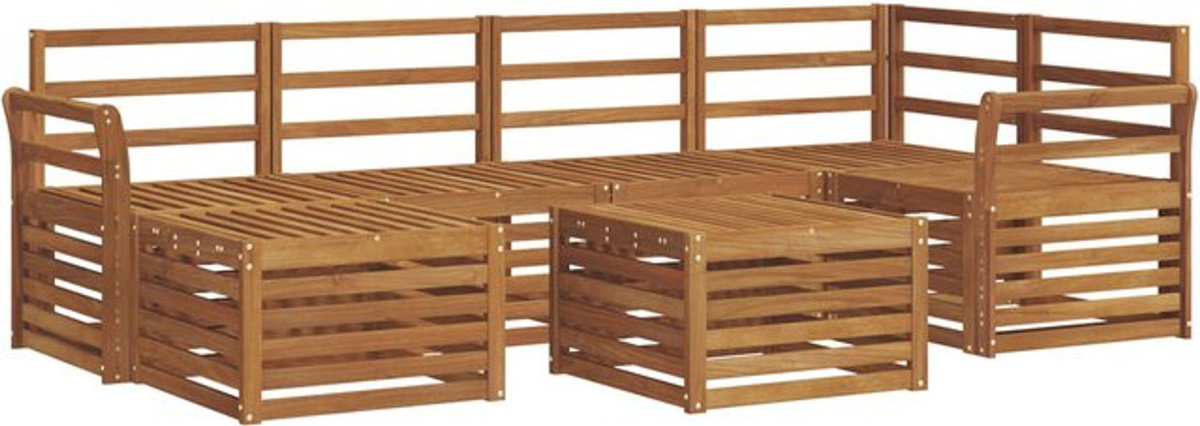 Wendbares Ecksofa Set aus 7 Teilen aus Massivholz Akazie in Natur Braun von vidaxl im modernen Design - Bild 1