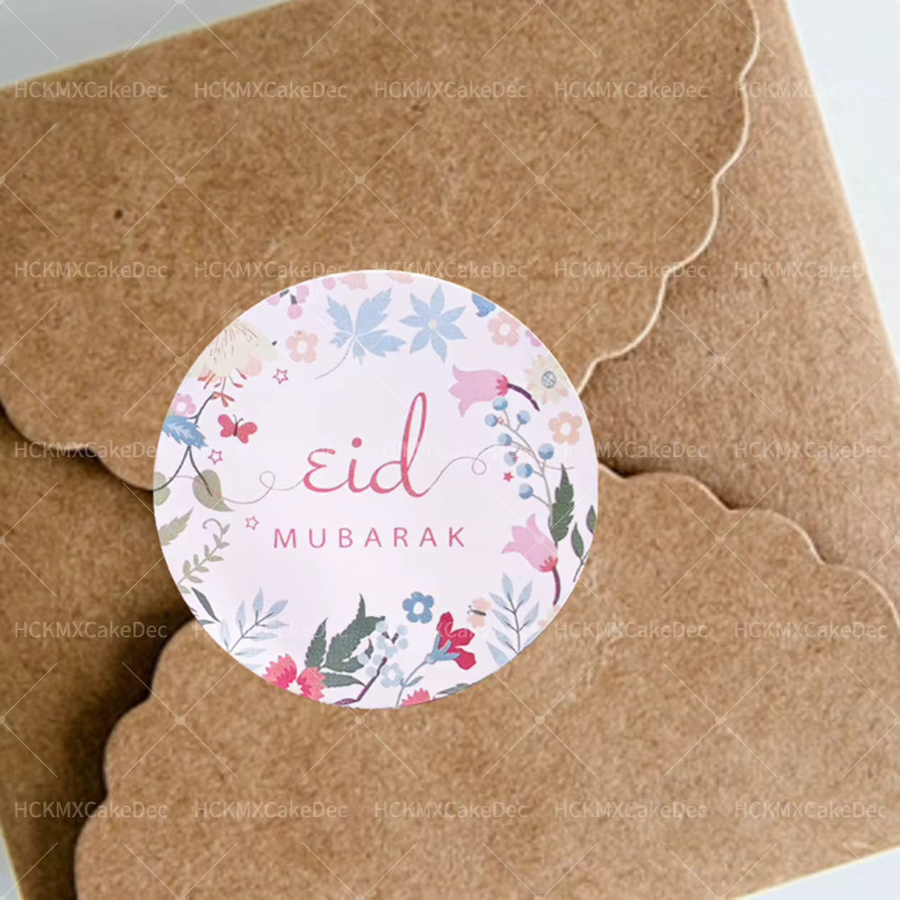 100 Stück runde EID Mubarak Blumenpflanzen Aufkleber in Multicolour für Ramadan Kareem, Geburtstage und Hochzeiten - Bild 2