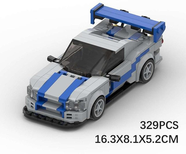 Binchi Keji Travel R34 Skyline GTR Stadt MOC Auto Rennen, Baustein, Schwarz, ab 3 Jahren - Bild 1