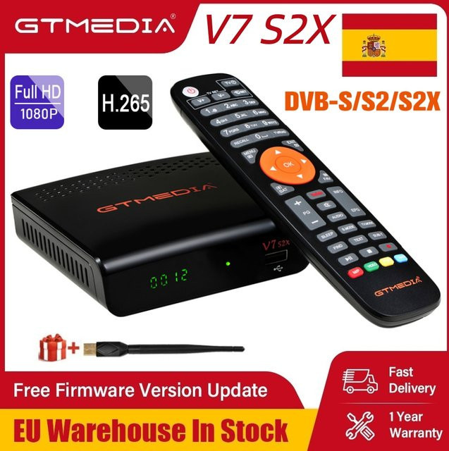 GTMEDIA V7 S2X TV-Empfänger Full HD 1080P Digital DVB-S2X Satelliten-Decoder mit WLAN und USB in Schwarz - Bild 1