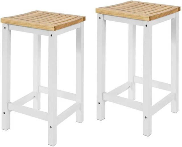 SoBuy 2er Set Esszimmerstühle und Küchenstühle aus Massivholz in Weißnatur, B/T/H: 35 x 35 x 61 cm - Bild 1