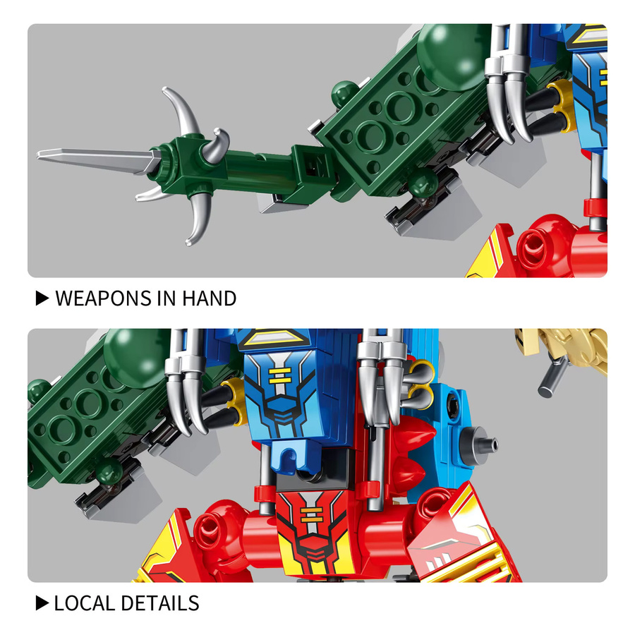 TYCOLE 8in1 Dinosaurier Transformation Roboter Bausteine Set, 821 Teile, Mehrfarbig - Bild 4