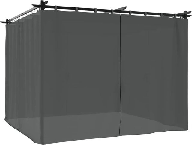 Furnicato Pavillon mit Vorhängen in Anthrazit aus Stahl und Polyester, B x T x H: 300 x 300 x 220 cm - Bild 1
