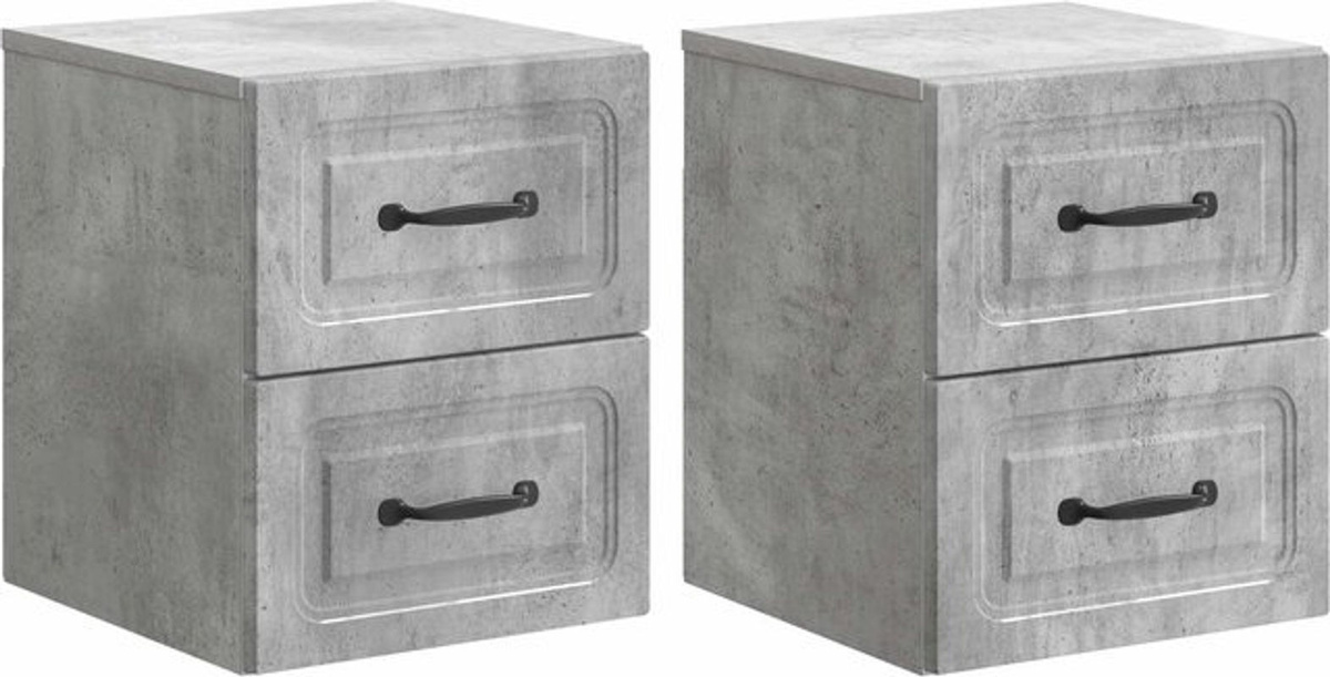 Set aus 2 wandmontierten Nachttischen von vidaXL in Grau im Industrial Design, B/T/H: 34,5 x 33 x 40 cm - Bild 1