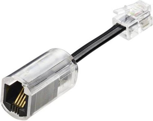 Renkforce Kabel-Entzwirler Adapter mit 1x RJ10-Stecker 4p4c und 1x RJ10-Buchse 4p4c in Schwarz und Transparent - Bild 1
