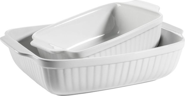 Mäser Kitchen Time Auflaufform-Set aus Keramik, Weiß, Lasagneform rechteckig - Bild 1