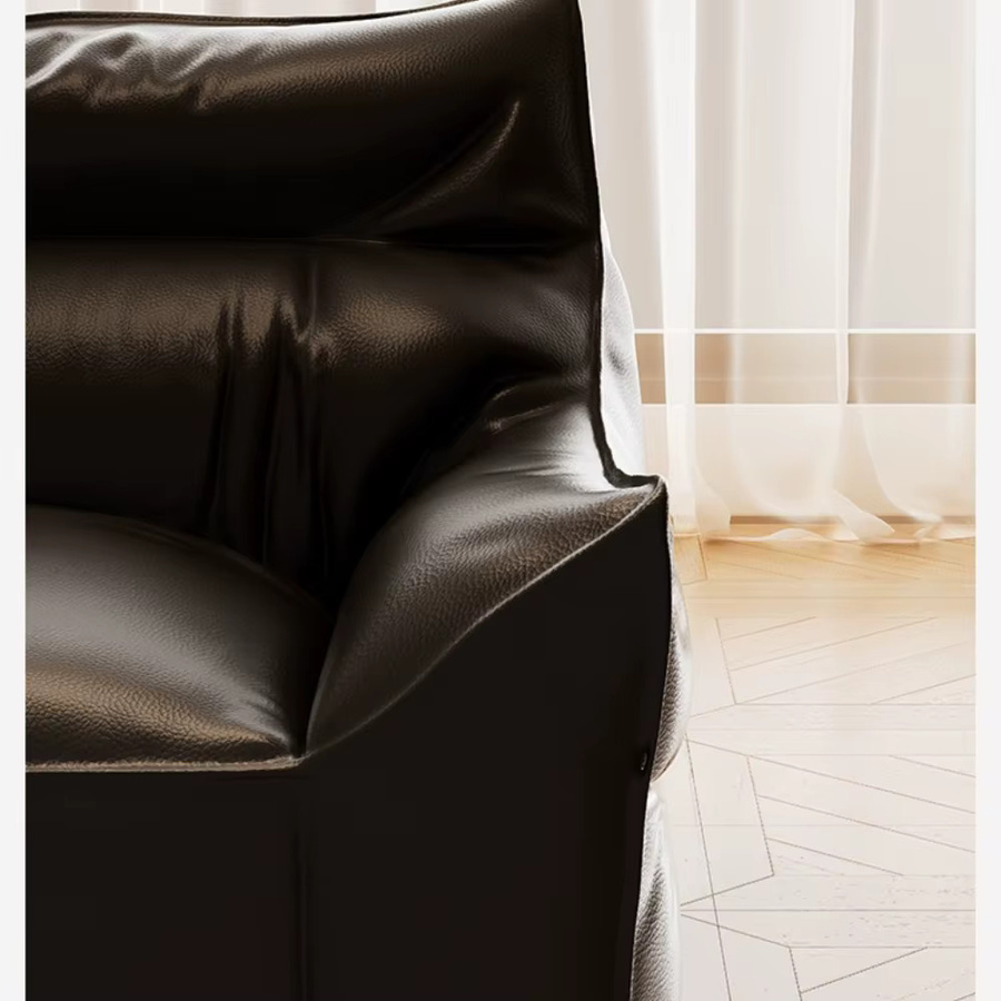 LIUSHADUOLA Lazy Sofa Sitzsack aus Kunstleder mit Armlehnen für Büro und Wohnzimmer in Orange oder Schwarz - Bild 2