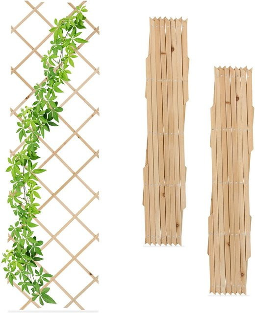Relaxdays Rankgitter 3er Set aus Tannenholz in Braun, ausziehbar, Höhe: 180 cm, Breite: 60 cm, Tiefe: 1,5 cm - Bild 1