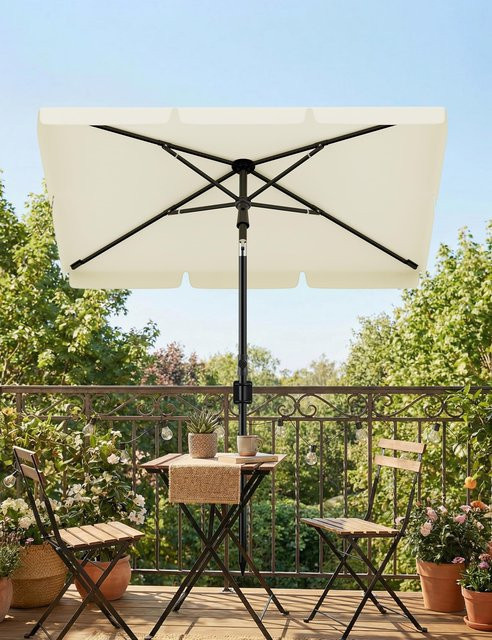HiMISS Balkon-Sonnenschirm rechteckig mit UV50+ Schutz, neig- und höhenverstellbar, B/H/T: 200 x 230 x 125 cm, in Grau oder Beige - Bild 1