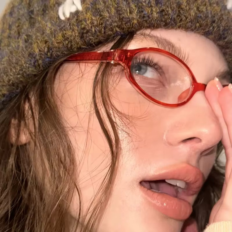 DIXSG Korrektionsbrille, oval, Vollrand, rot-grün, Kunststoff, Damen, Anti-Blaulicht - Bild 3