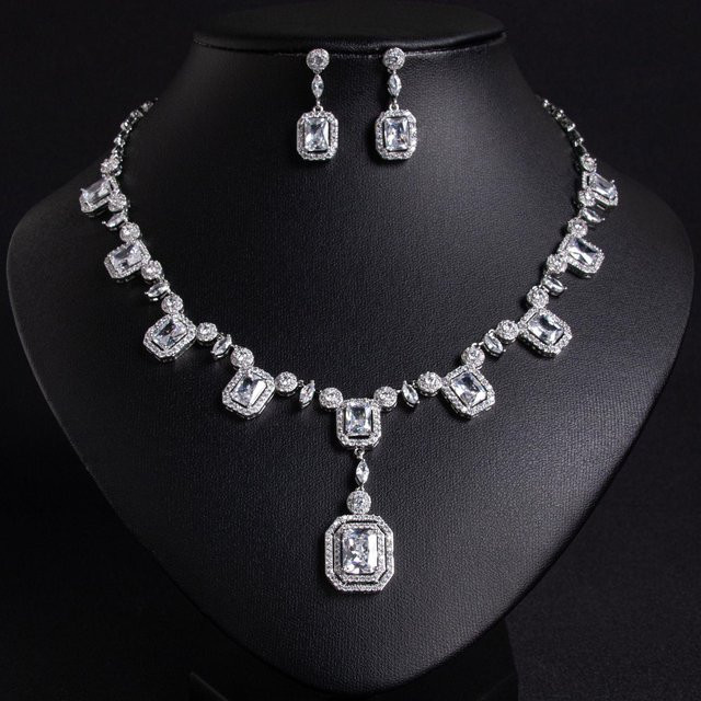 YIRAN Schmuck-Set Halskette, Ohrring, Damen, black - Bild 1
