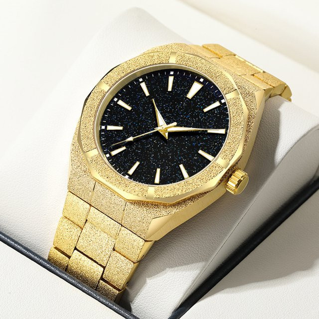 ZBJP Armbanduhr Quarz, Edelstahl, Gold, Schwarz, Herren - Bild 1