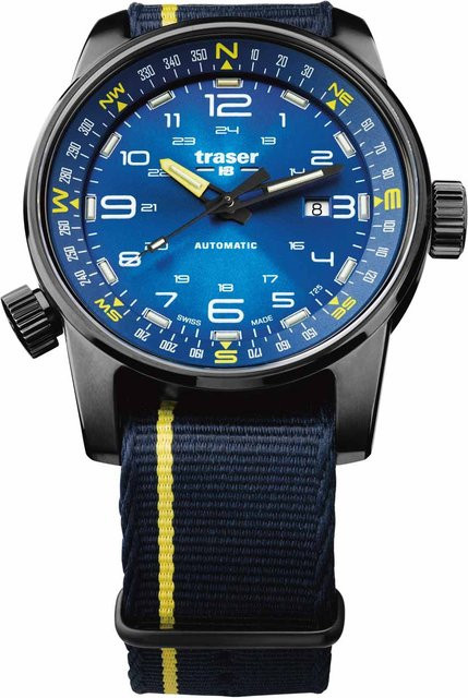Traser Pathfinder Automatik Herrenuhr, Edelstahl, 46 mm, Blau, 10 ATM - Bild 1