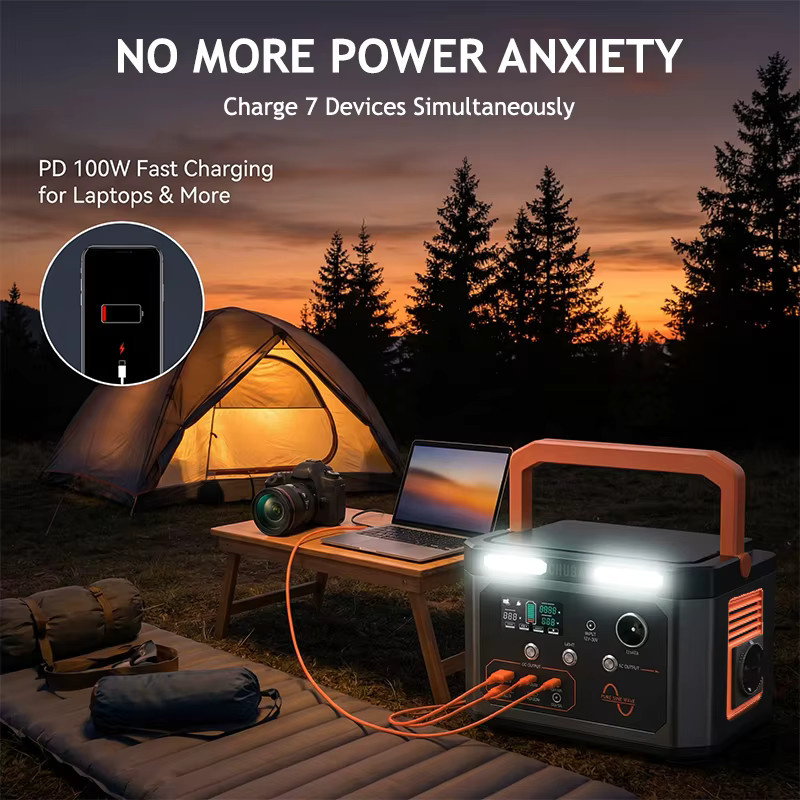 CHUBAN Tragbare Powerstation 600W mit 100000mAh und optionalem 100W flexiblem Solarpanel MPPT in Schwarz - Bild 4