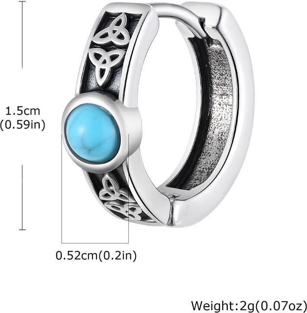 Lucky Star Jewelry Creolen, Keltischer Knoten, Edelstahl, Türkis, Zirkon, Herren - Bild 1
