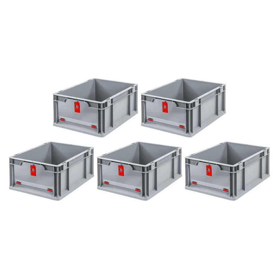 PROREGAL SparSet 5x Eurobox NextGen Insight Cover Eurobehälter Transportbox, Farbe: Rot, H x B x T: 17 x 30 x 40 cm, 16 Liter - Bild 2