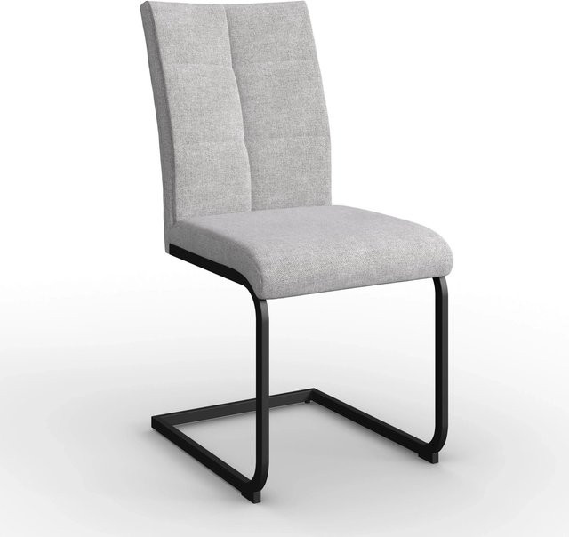 Bessagi Home Schwingstuhl Colien in Hellgrau, gepolsterter Webstoff mit Metallgestell, B/T/H: 62,0 x 49,5 x 94,0 cm - Bild 1