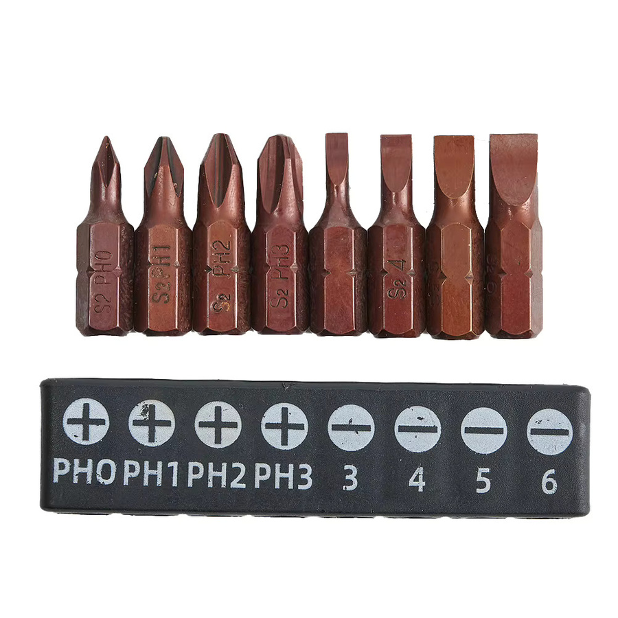 VIBRATITE 8er Set Schraubendreher-Bits mit Kreuz, Torx und Stern sowie Sicherheits-Bits, 25 mm Länge, 1/4 Zoll Sechskantschaft, magnetisch - Bild 4