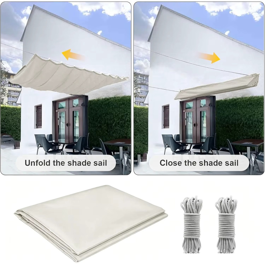 Multifunktionales Sonnensegel aus Polyester in Grün, wasserdichtes und UV-beständiges Pergola-Vordach als einziehbarer Sonnenschutz für den Außenbereich - Bild 5