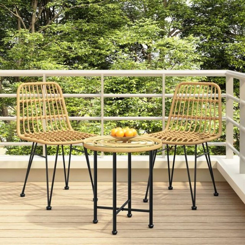 2er Set Gartenstühle aus Polyrattan in Braun von vidaxl, B/T/H: 48 x 62 x 84 cm - Bild 1