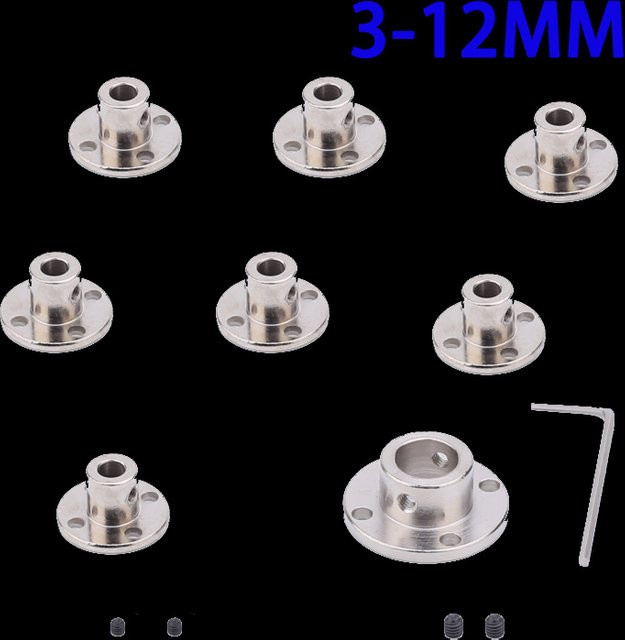Starre Flanschkupplung für Motorwellen in Silber, verschiedene Durchmesser von 3mm bis 12mm - Bild 1