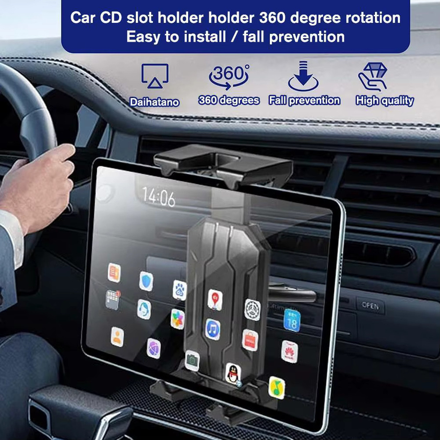Autotelefon Halterung für CD-Steckplatz in Schwarz, passend für Tablets und Smartphones von 4 bis 12 Zoll, kompatibel mit iPad Air, iPhone und Samsung - Bild 2