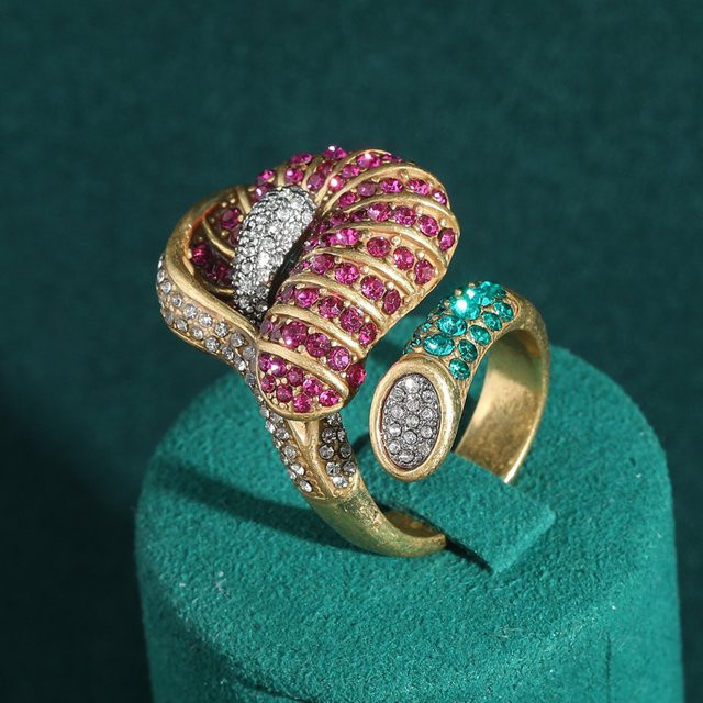 Icareu Mohnblumen-Ring, Gold, Kristall, Damen, Vintage - Bild 1
