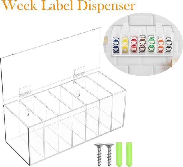 Transparente 7-Slot-Aufbewahrungsbox aus Acryl als Wandmontage-Etikettenspender für Schule, Büro und Zuhause - Bild 1