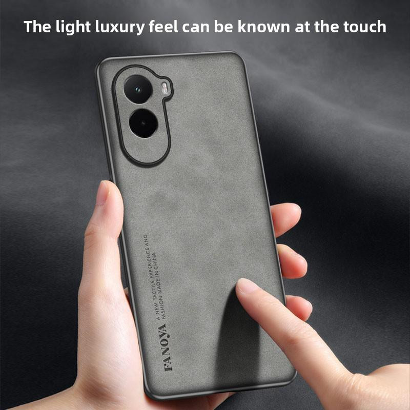 Skinsheep Lederhülle für Xiaomi Poco M7 4G in Grau, stoßfeste matte Schutzhülle mit hartem Bumper - Bild 2