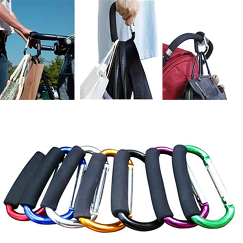 Großer Karabiner Haken aus Aluminium in Gold für Kinderwagen und Taschen als praktischer Organizer mit Federverschluss - Bild 3