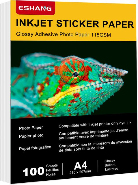 Selbstklebendes Glänzendes Fotopapier A4 115 GSM 100 Blatt Weiß für Inkjet-Drucker - Bild 1