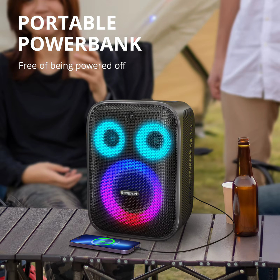 Tronsmart Halo 200 Bluetooth-Party-Lautsprecher in Schwarz mit 3-Wege-Soundsystem, Tiefbass, kabelgebundenem Mikrofon und Gitarreneingang sowie App-Steuerung - Bild 3