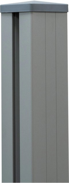 GroJa Lumino Pfosten aus Aluminium in Silbergrau inklusive Kappe zum Aufdübeln, B/T/H: 9 x 9 x 100 cm - Bild 1