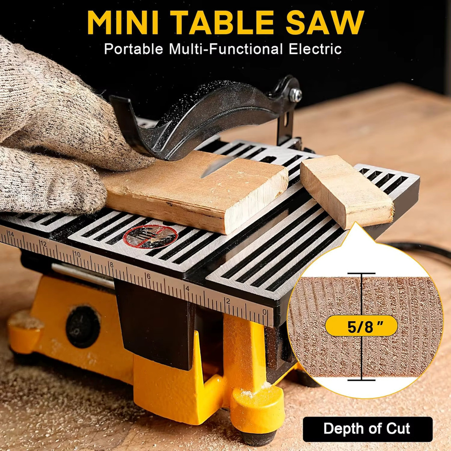 DWiusty Mini-Tischkreissäge als tragbare elektrische Gehrungssäge für DIY und Holzbearbeitung - Bild 2