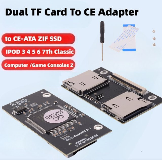 SPEEDIER Dual-TF-Karten-zu-CE-ZIF-Adapterkarte für IPOD Classic 3-7 Video und Industrie-PC-Recorder in Schwarz - Bild 1