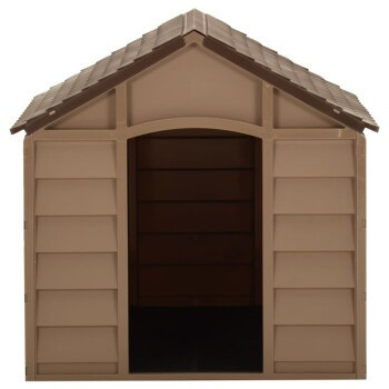 vidaXL Hundehütte aus Kunststoff in Braun, wetterfestes Hundehaus für den Garten, B/T/H: 71 x 71,5 x 68 cm - Bild 2