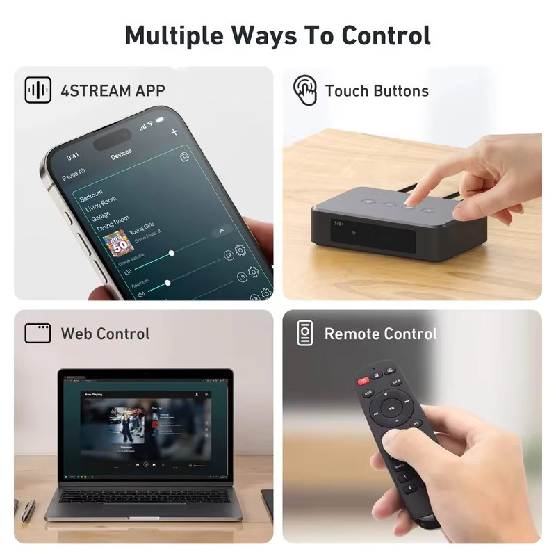 Arylic S10+ Wireless Music Streamer Bluetooth Audio Receiver mit 3,5 mm Klinke Aux in Schwarz - Bild 4