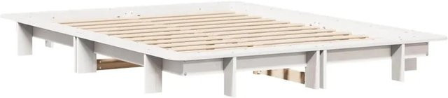 vidaXL Massivholzbett aus Kiefernholz in Weiß, Modernes Bettgestell ohne Matratze, B/T/H: 140 x 200 x 162 cm - Bild 1