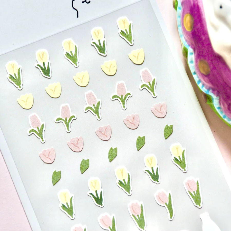 Suatelier Mini-Serie Tulpenblumen Papieraufkleber für Scrapbooking und Journaling, Mehrfarbig - Bild 2