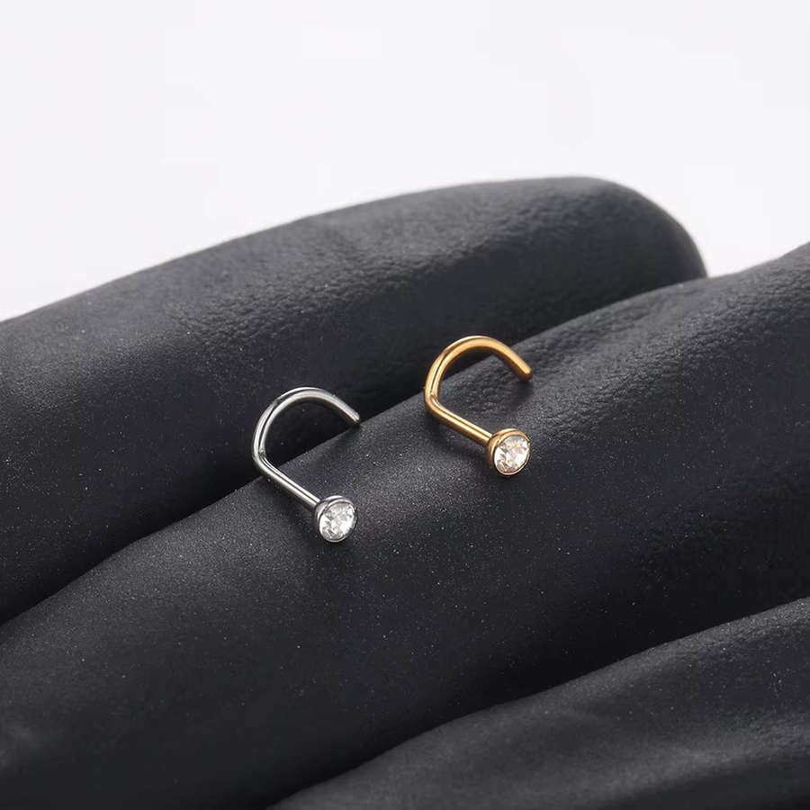 SWANJO Nasenstecker Piercing, Titan, Kristall, Unisex - Bild 3