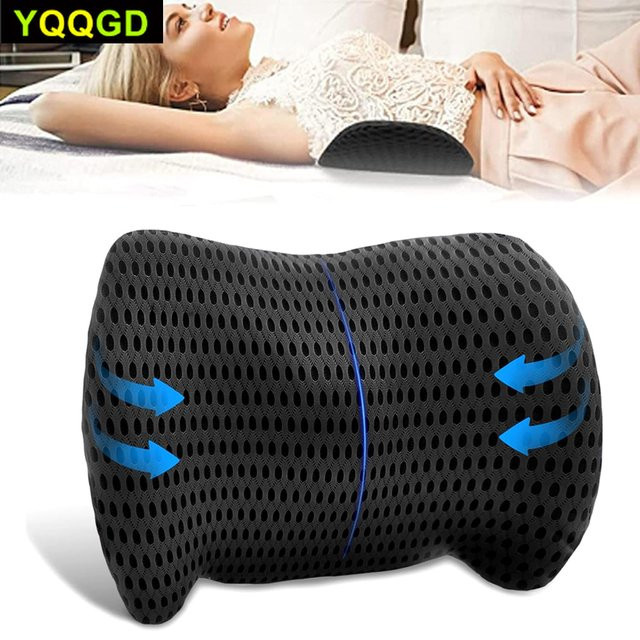 YQQGD Lordos Stützkissen aus Memory Foam als Lendenrolle für Bürostuhl, Auto oder Bett in Schwarz und Grau - Bild 1