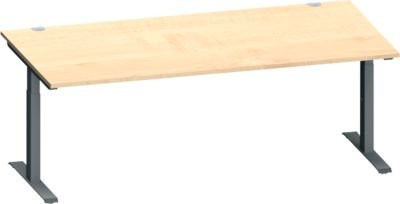 Schäfer Shop Genius Schreibtisch MODENA FLEX in Ahorn/Anthrazit mit höhenverstellbarem T-Fuß Rechteckrohr, B: 200 cm, T: 100 cm, H: 65-85 cm - Bild 1