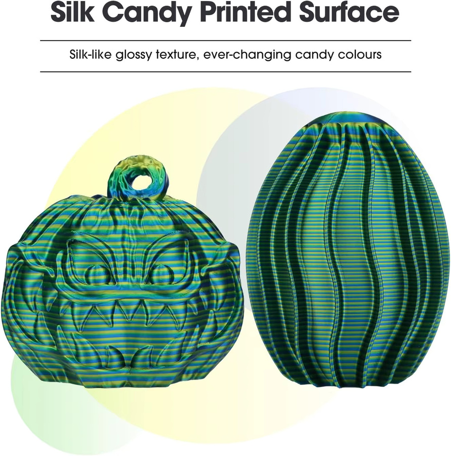 DINGSUN Seiden-PLA-Filament 1,75mm für FDM 3D-Drucker, Farbverlauf Multicolor, Schwarz Silber - Bild 4