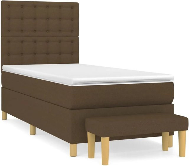 vidaXL Boxspringbett mit Matratze Hybrid-Design in Braun aus Stoff, B/T: 100 x 200 cm - Bild 1