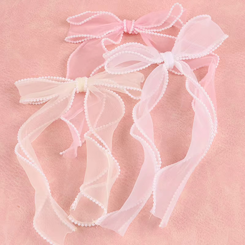 RIBBON HOUSE Organza Band mit Perlenrand für Hochzeitsdekoration und Geschenkverpackung, 3er-Paket, Farben: Pink und Weiß, Breite: 22,3 cm, Höhe: 14,5 cm - Bild 3